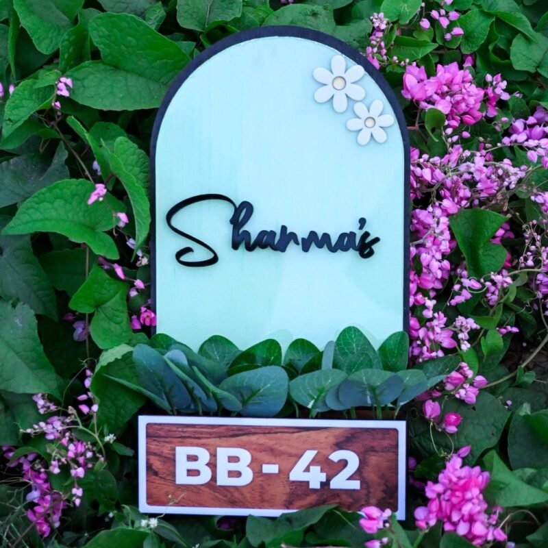 House Name Planter Aqua Green